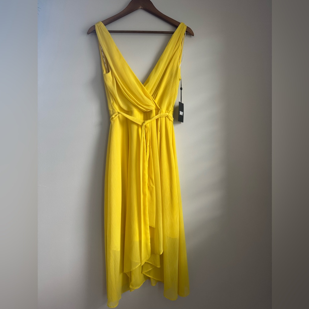 Nwt Donna Karan Yellow Sleeveless Dress
